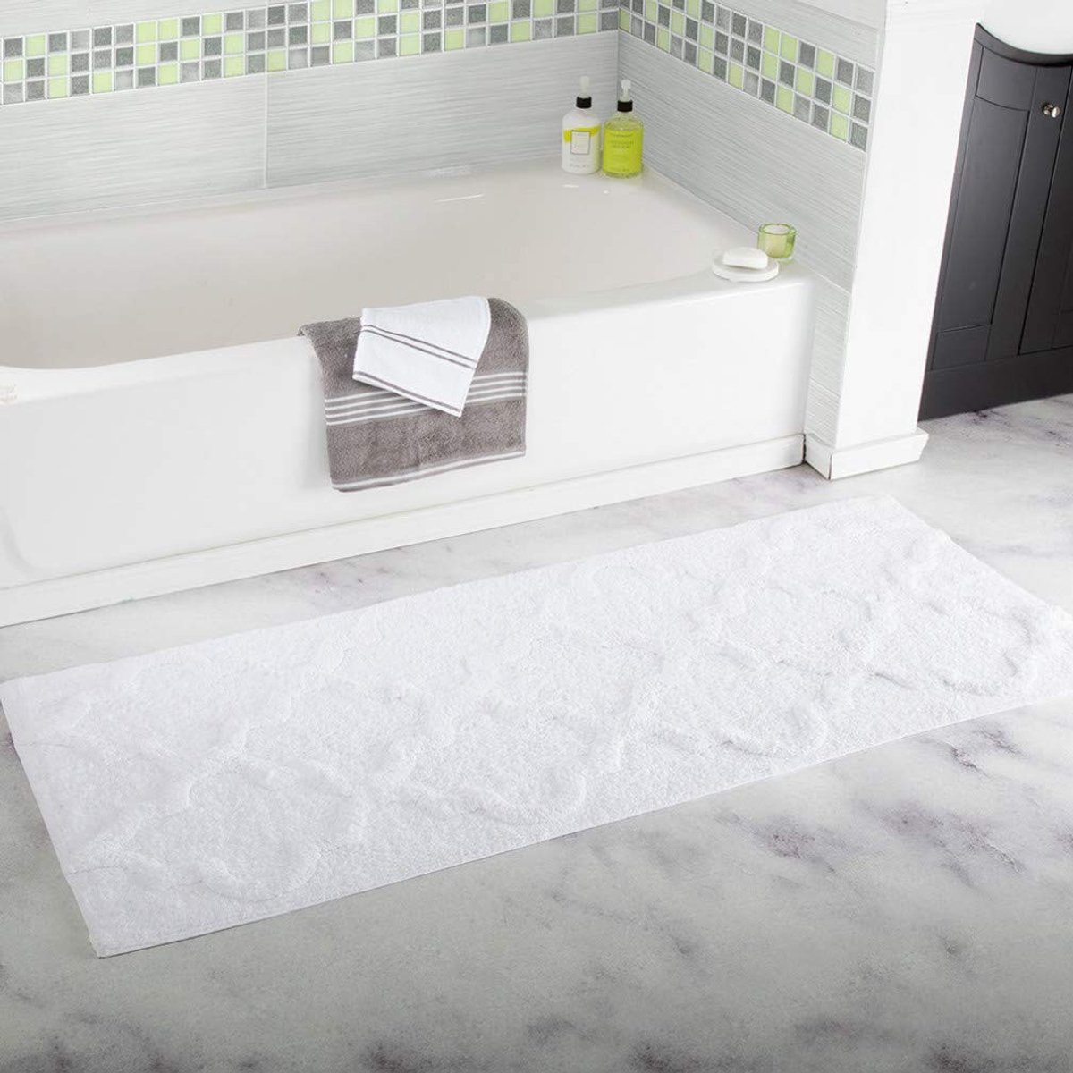 Antislip badmat - Microvezel 45x120cm wit