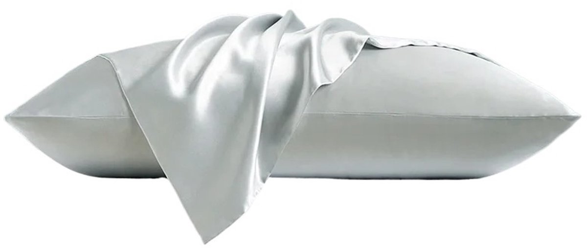Zijde kussensloop - Dubbelzijdig en grijs (51 x 76 cm)