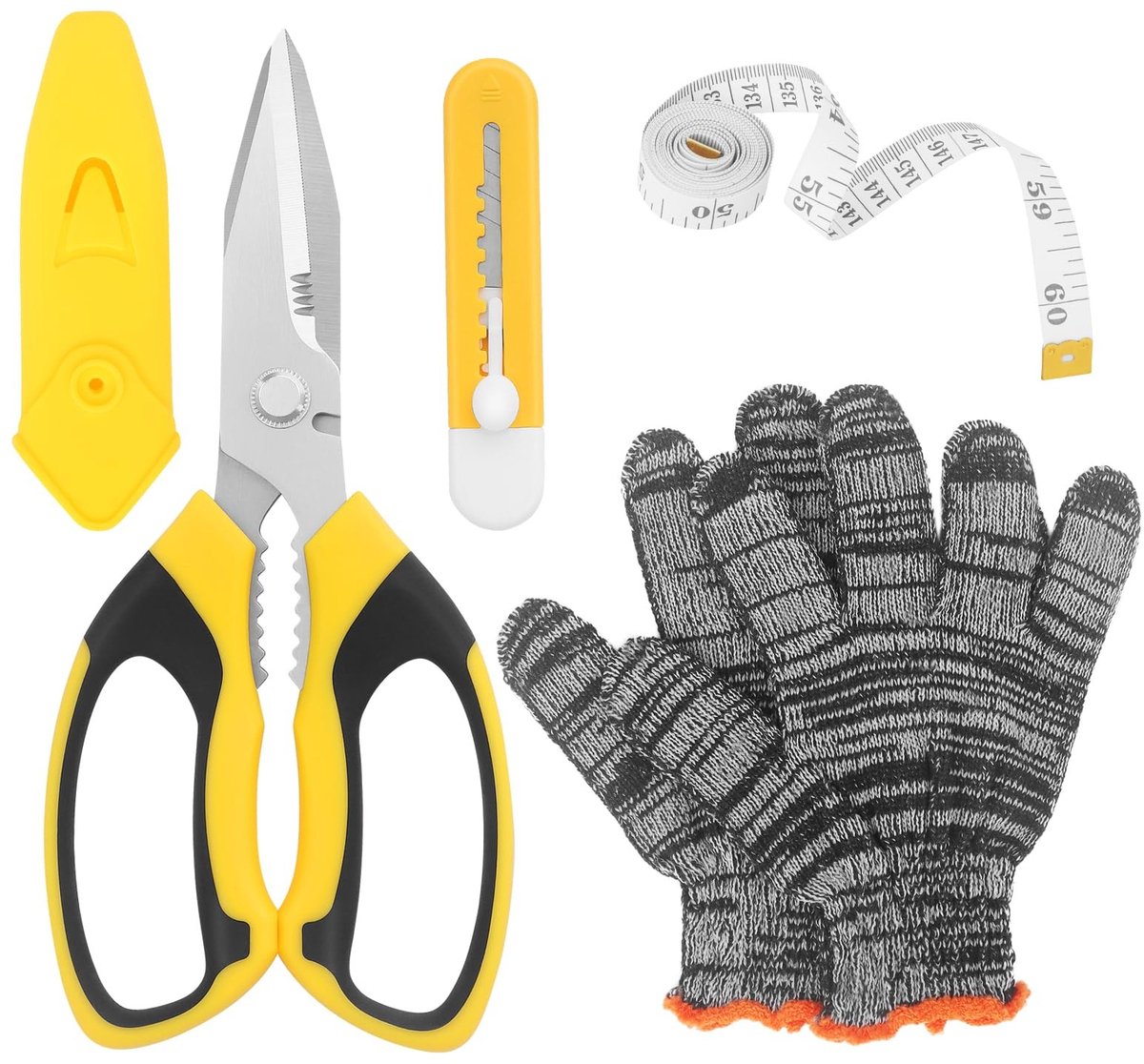 5-delige Schaar Set - Multifunctioneel met Universele Snijmes en Meetlint