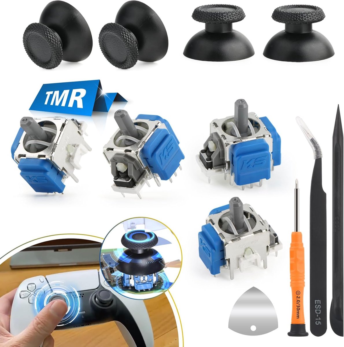 TMR Joysticks 4 Stuks - Geschikt voor PS5 Controller - Anti-drift