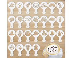 25 Stuks Herbruikbare Malen voor Koffie Decoratie en Latte Art - Sjablonen voor Cappuccino en Taart Versiering