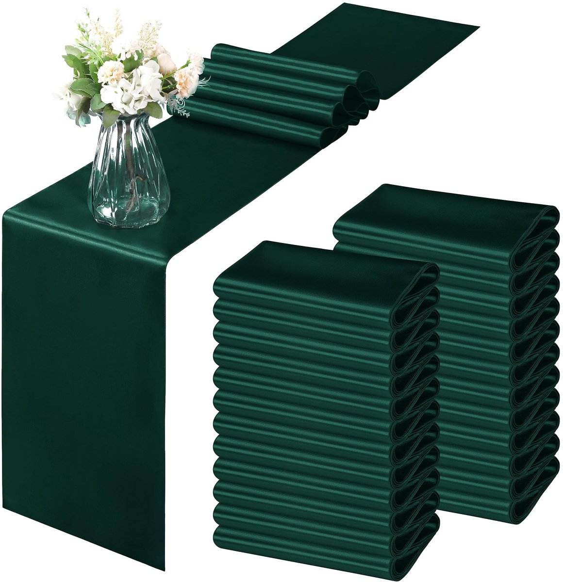 Set van 24 Satin Tafelrokken - Glanzend Groen voor Feestelijke Decoratie