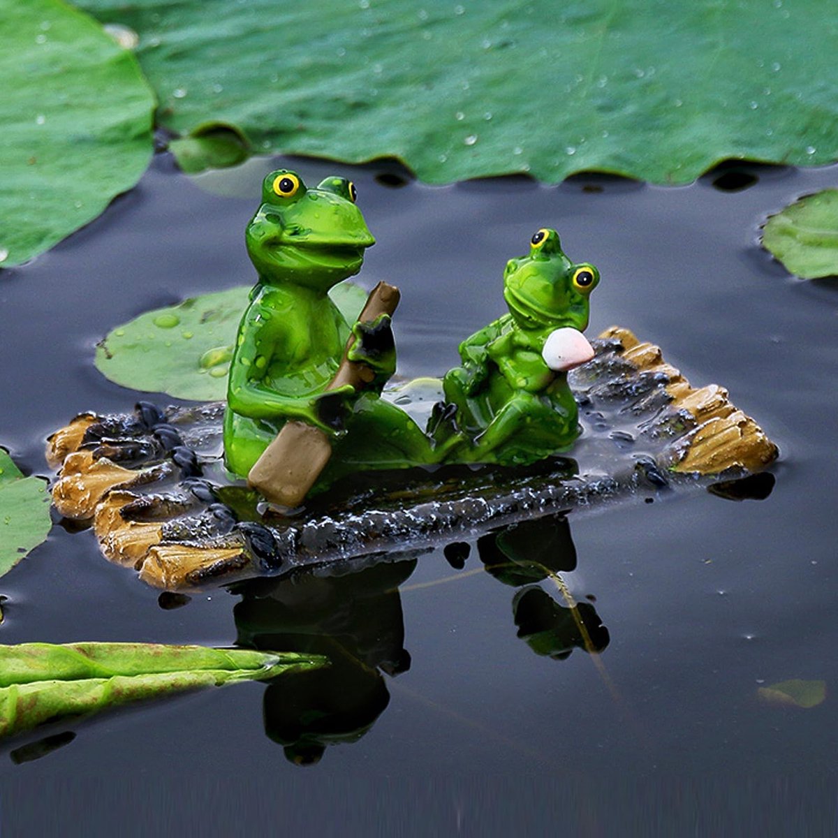 Mini Vijverdecoratie Frog - Haring op banden - 14 x 13 x 9.5 cm