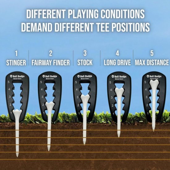 Set van 3 Verstelbare Golf T-jes voor Precisie Training, Hoogte-instellingen van 15 tot 55 mm, Ideaal voor Golfvaardigheden en Swingoptimalisatie — afbeelding 2