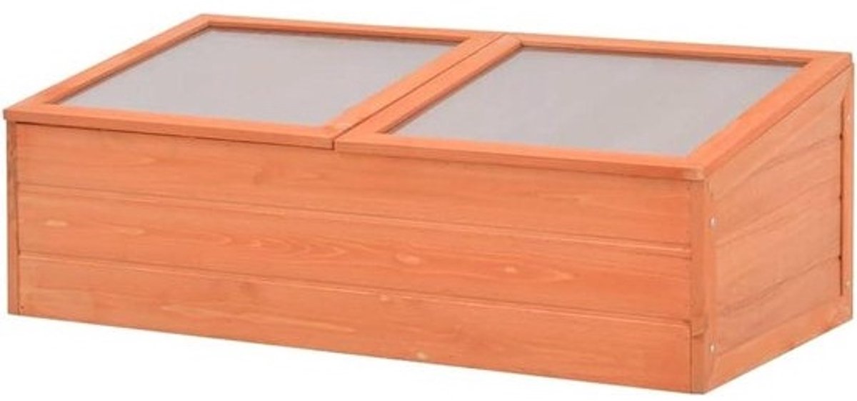Broeikas van Hout - Kweekkas Balkon - Planten Beschermen - Scharnierdeksel - 100 x 50 x 34 cm - Houtkleur