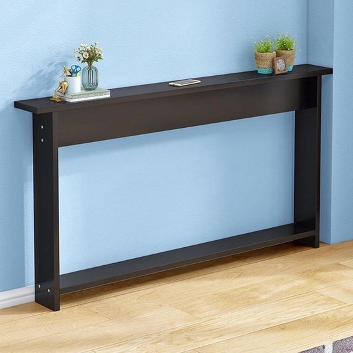 Consoletafel Houten Banktafel - Smal Meubel - Ruimte Benutten - Aanpasbaar Formaat Kleur - 80x15x65CM - Style B