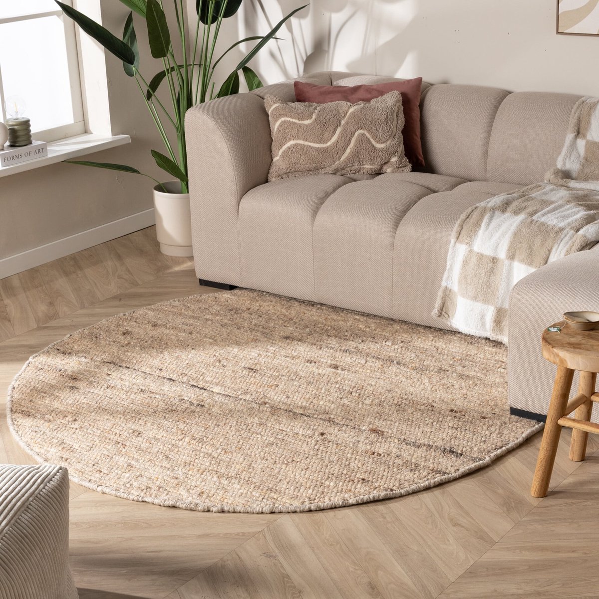 NATURL. Rond wollen vloerkleed - Feline Taupe/Gemeleerd - Ø 100cm