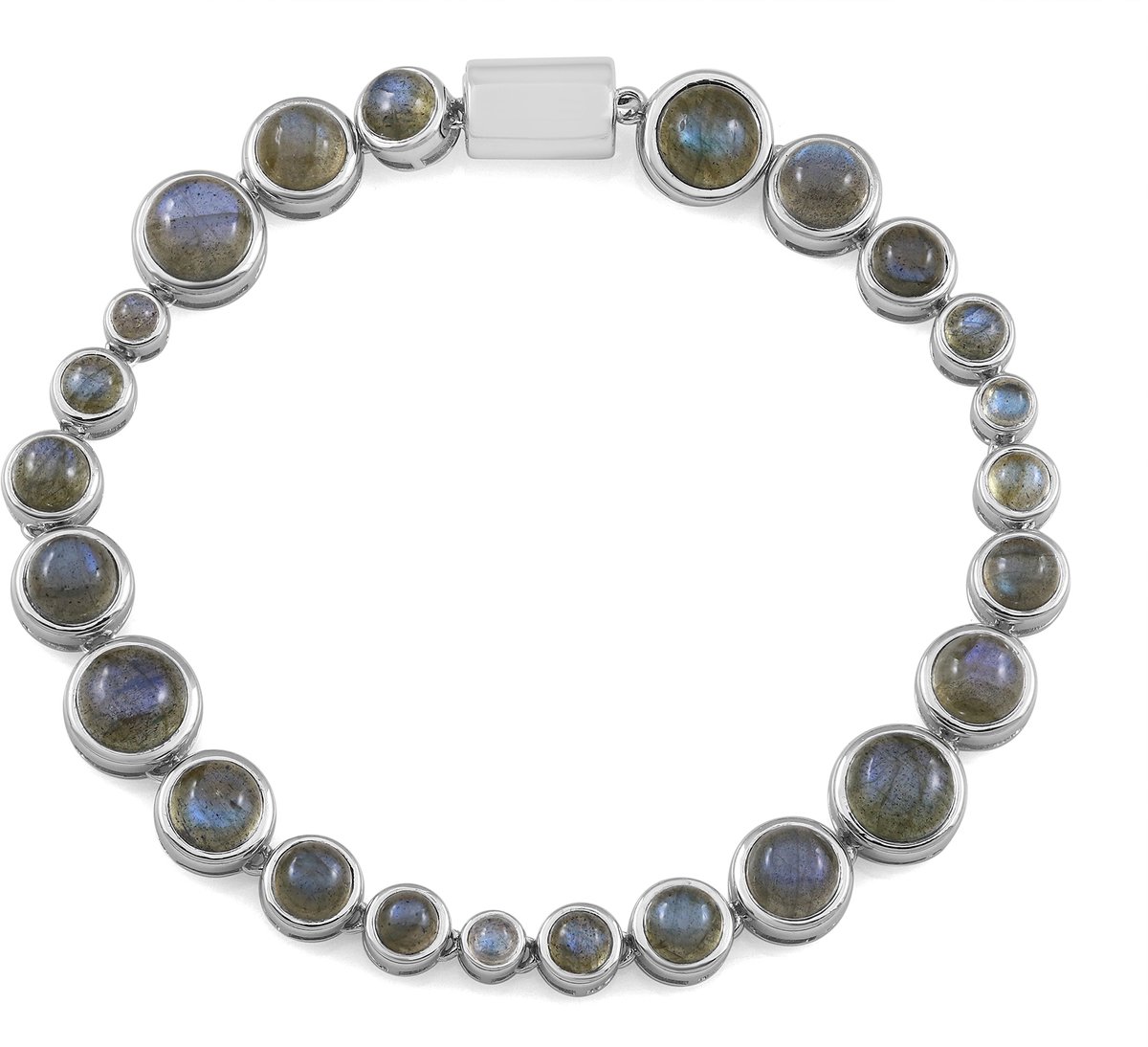 Cavill - Zilveren Armband - 925 Sterling Zilver Gerhodineerd - Blauwe Minary Labradoriet Cabochon 14,68 ct - Handgemaakt, Elegant, Damesarmband