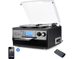 DIGITNOW Bluetooth Platenspeler met CD, Cassette, Radio & USB – Vinyl naar MP3 Converter - zonder speakers