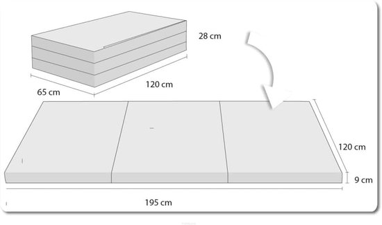 Vouwmatras - Gastenmatras Campingmatras - Logeren Kamperen - VW GTI Patroon - 195 x 120 x 8 cm - Zwart — afbeelding 5