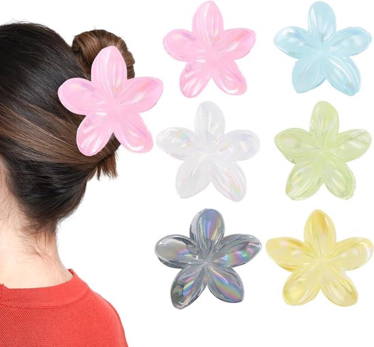 6 Pcs Bloem Haarklemmen - Kleurrijke Antislip Haarclips - Schattige Acrylaat Haarklemmen - Hairstyle Accessoires voor Fixeren van Haar