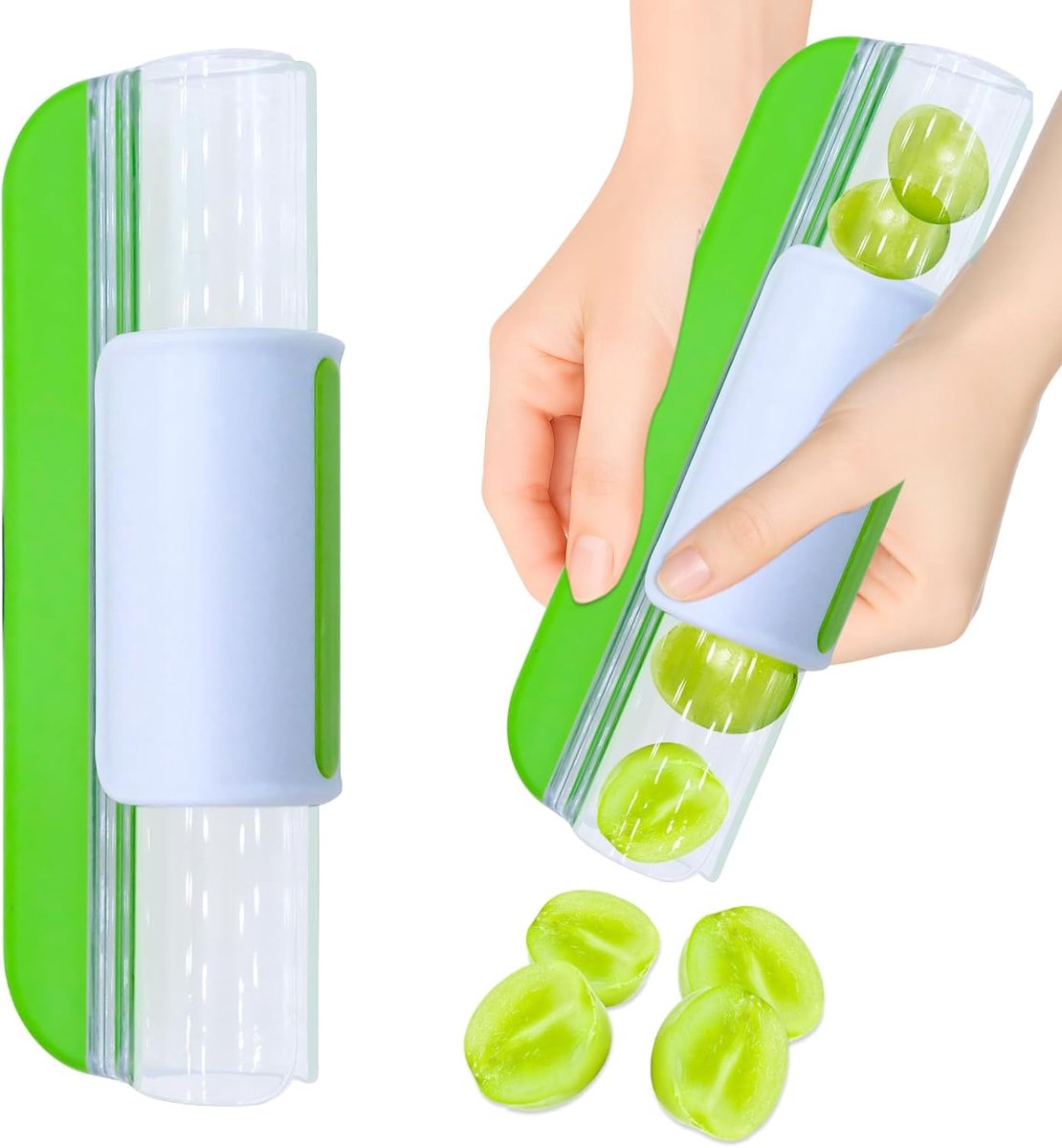 Bobypet - Druivensnijder & Cherrytomaat Snijder - Handmatige Fruit Halveerder voor Babyvoeding en Salades - Snijdt 8-9 Stuks in 2 Helften - Groen