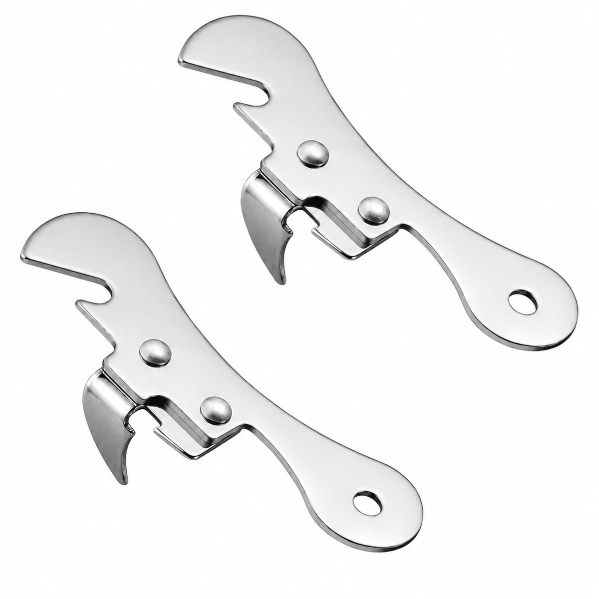 Bobypet - Blikopener - Set van 2 Stuks RVS Handmatige Blikopener - Multifunctionele Keukenaccessoires met Geïntegreerde Flesopener -Blikopener - Duurzaam en Ergonomisch Design