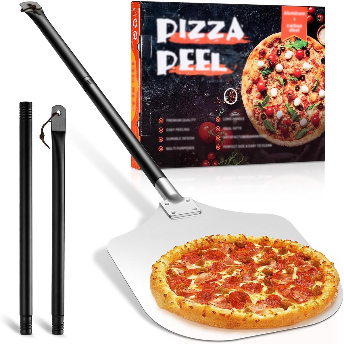 Homikit 30,5 cm pizzaschep met ijzeren handgreep (1)