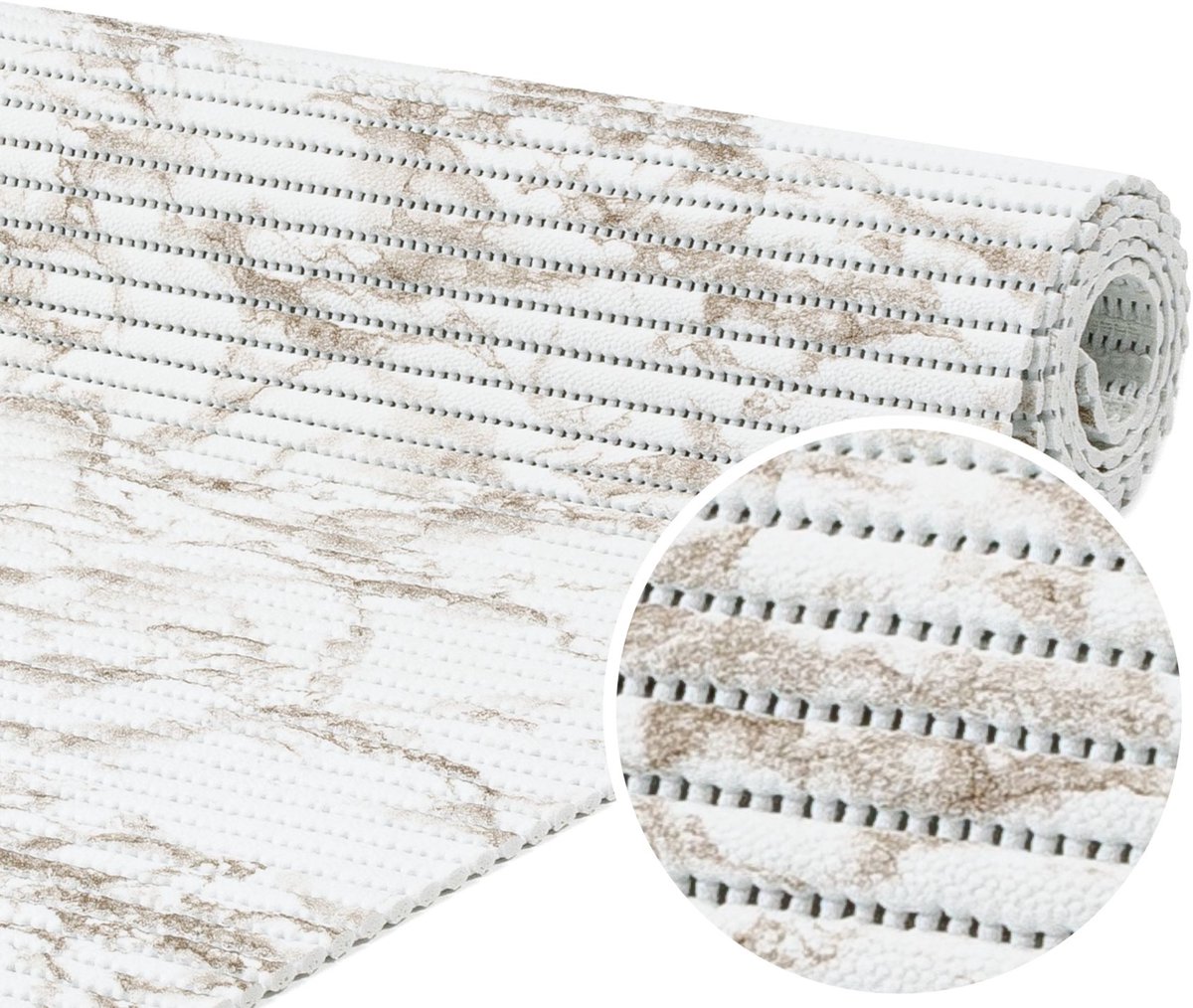 ANRO Badmat Marmer Bruin 130x10cm Antislip Douchemat Afwasbaar Sneldrogend