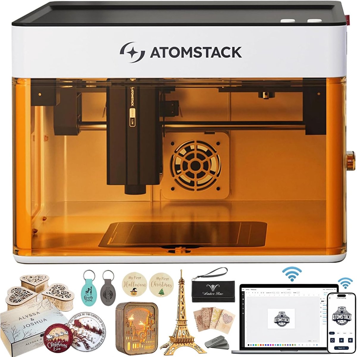 Laser Graveermachine – 5W Diodelaser – Laser Cutter & Engraver – 110x110 mm – 0,1 mm Precisie – WiFi & USB