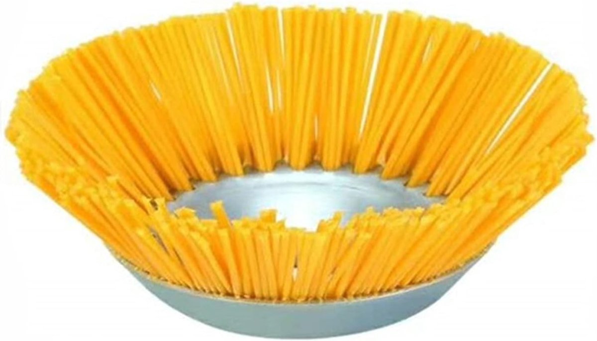 Nylon Onkruidborstel - Geel - 200 x 200 x 70 mm - Slijtvast en Robuust - Voor Grastrimmers en Bosmaaiers