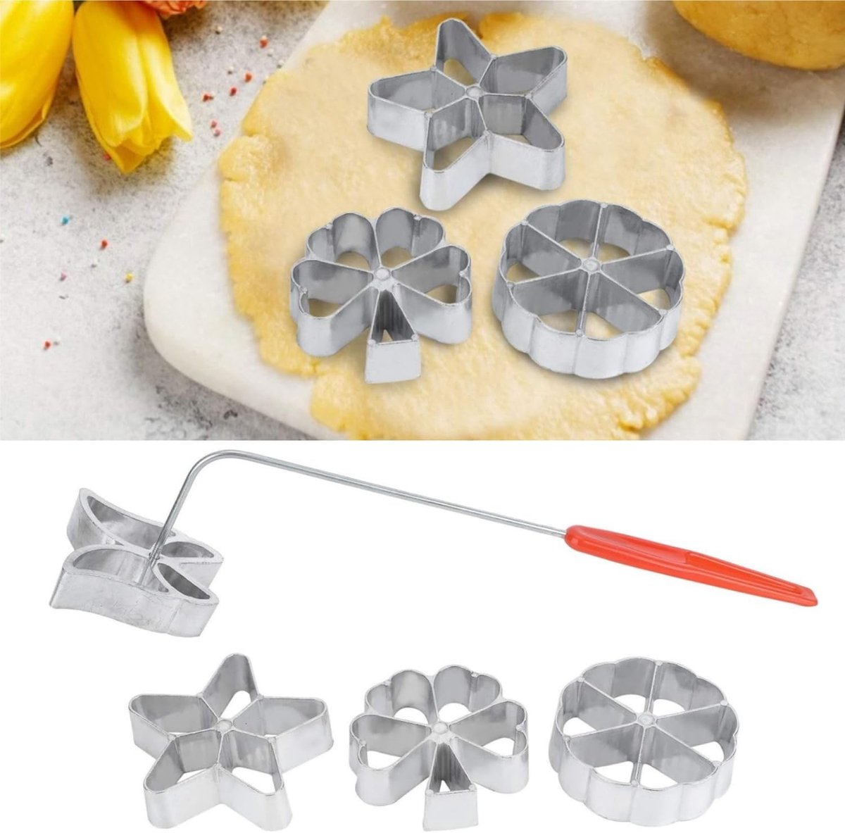 Deegvorm Set - Aluminium - 4 Stuks - Voor het Bakken van Traditionele Wafels en Gebak