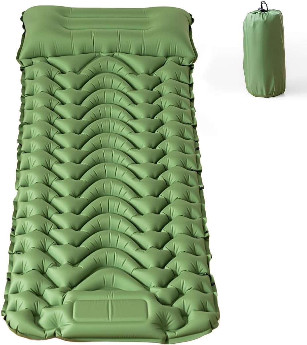 Opblaasbare Campingslaapmat - Olijfgroen - 193 x 68 x 8 cm - Waterdicht en Scheurbestendig Nylon - Voor Kamperen en Buitenactiviteiten