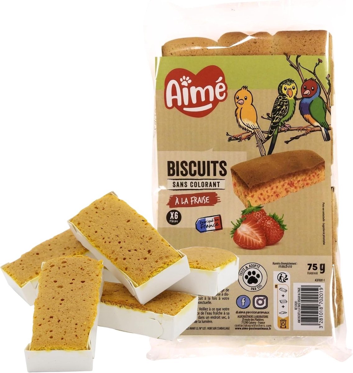 Vogelsnack - Aardbei - 70 g - Koekjes voor Alle Vogelsoorten - Ideaal als Traktatie of Beloning