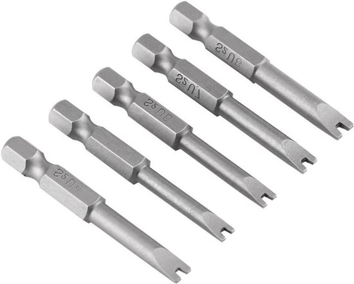 Schroevendraaier Bits Set van 5 stuks van S2 Gelegeerd Staal 50mm Lengte 1/4" Hex Shank U-vormig Magnatic U4 U5 U6 U7 U8 - Handige Schroevendraaier Accessoires