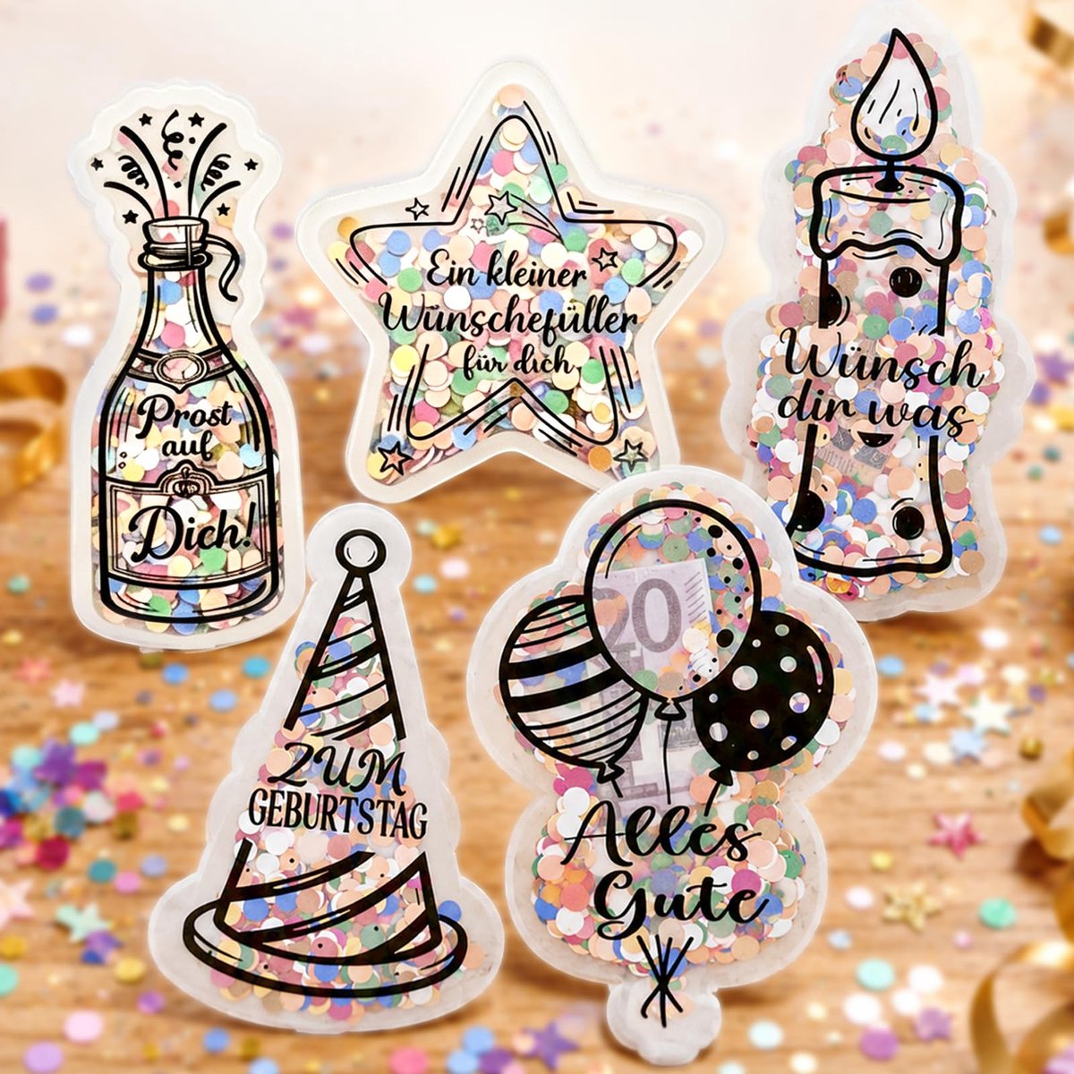 5 DIY Schüttelkarten voor Geldgeschenken op Verjaardagen