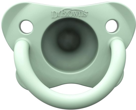 Dr. Brown's HappyPaci Fopspeen 0-6 Maanden (4 Stuks) - Ergonomisch Eendelig Ontwerp - 100% Siliconen - BPA-vrij - Groene/Grijs van Dr. Brown's — afbeelding 4