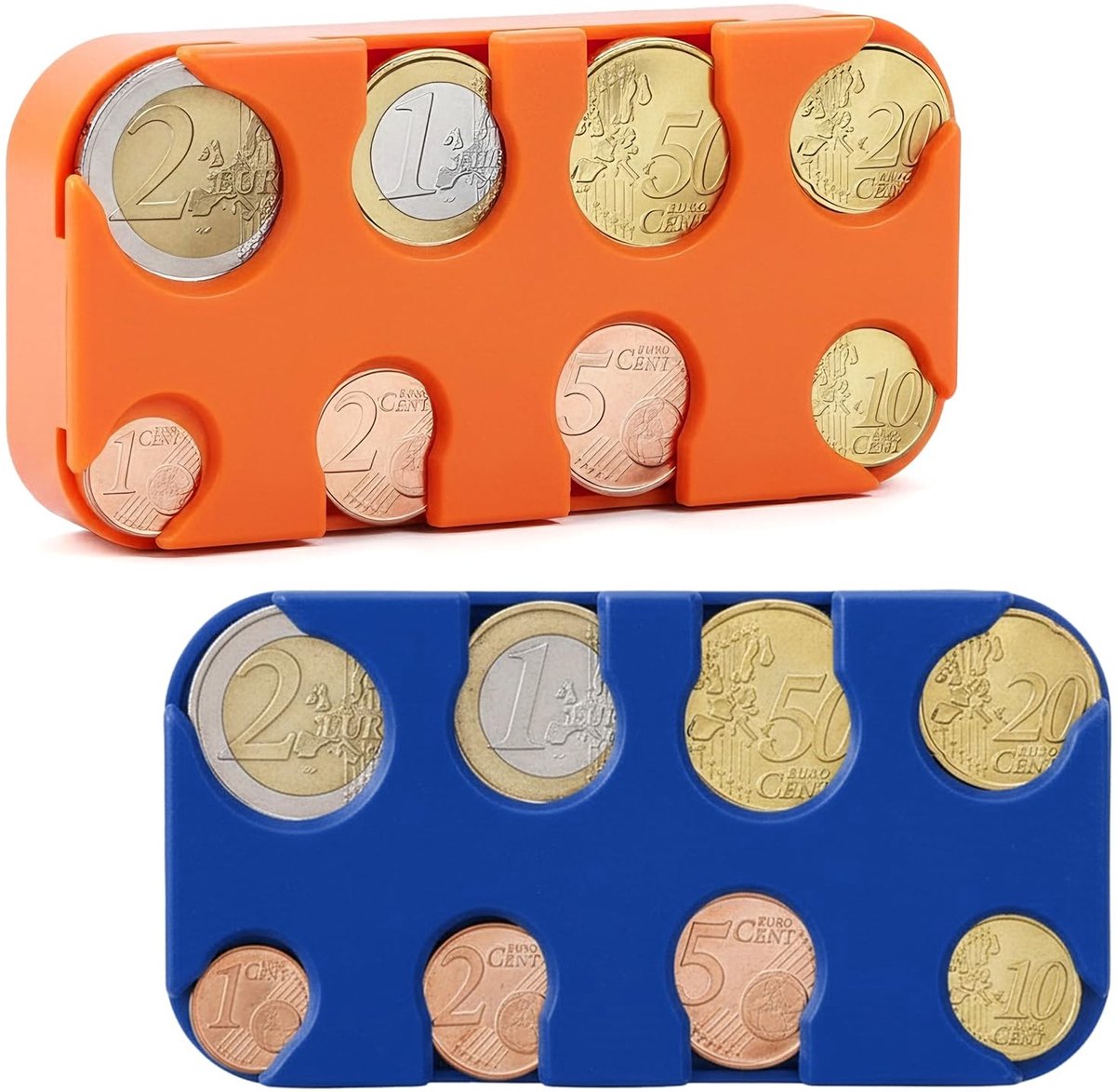 Solidchoice - Set van 2 Muntboxen voor Euro Munten met 8 Compartimenten