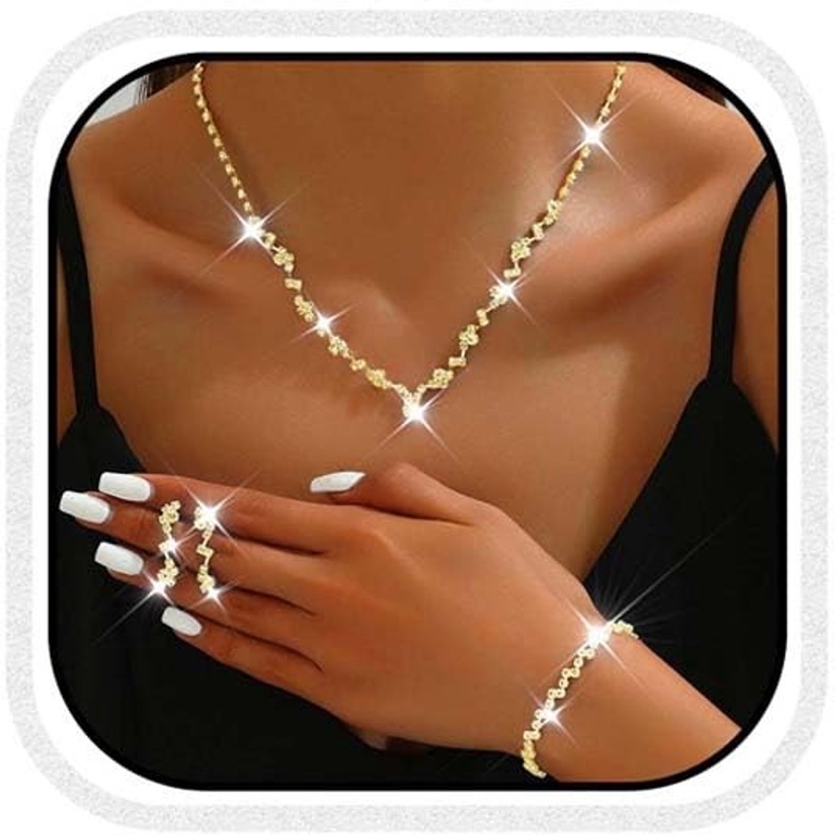 Solidchoice - Elegante Bruidsset met Kristallen Ketting
