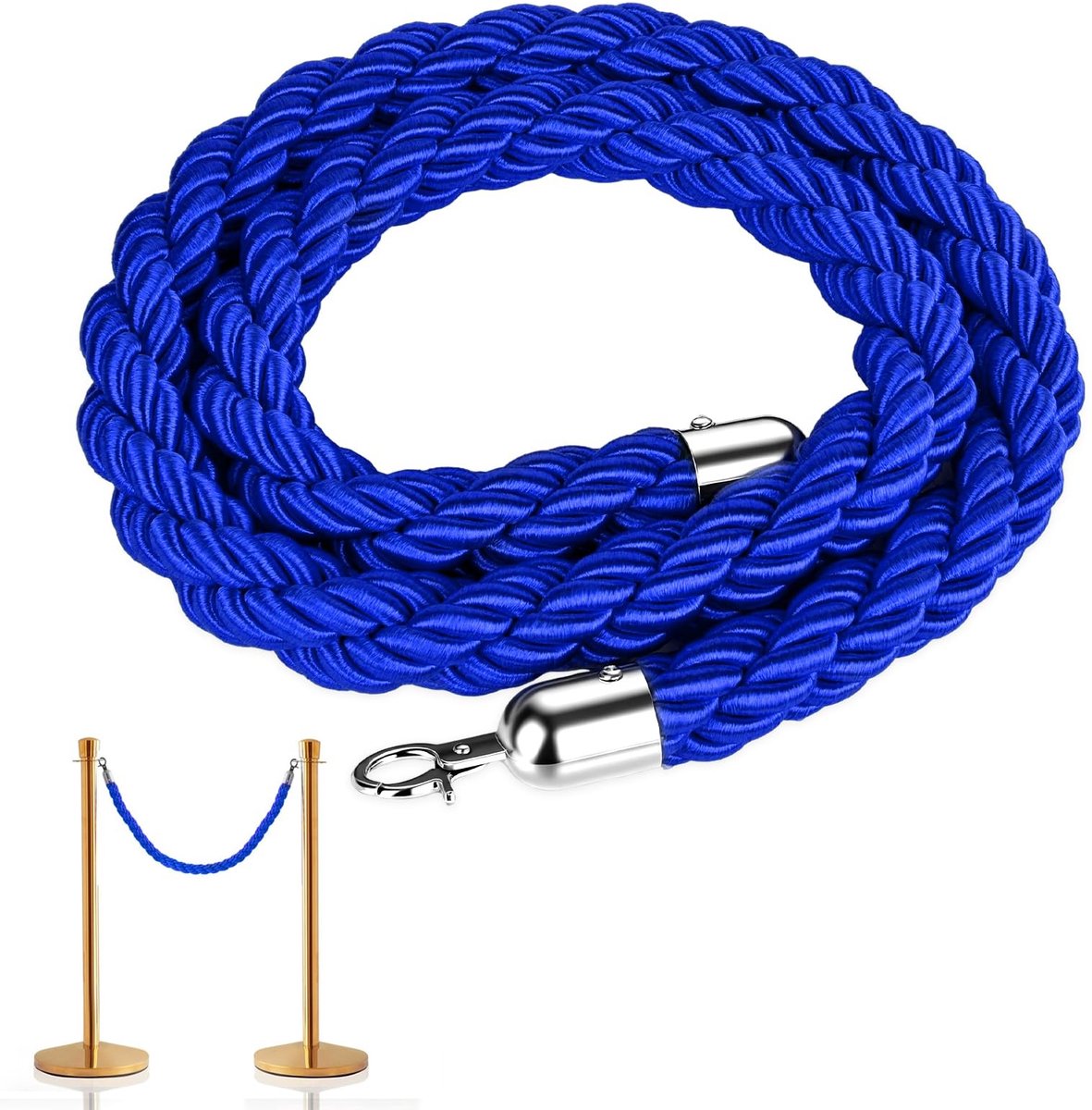 Solidchoice - Afsluitkoord 1,5 m Blauw met Roestvrijstalen Haak