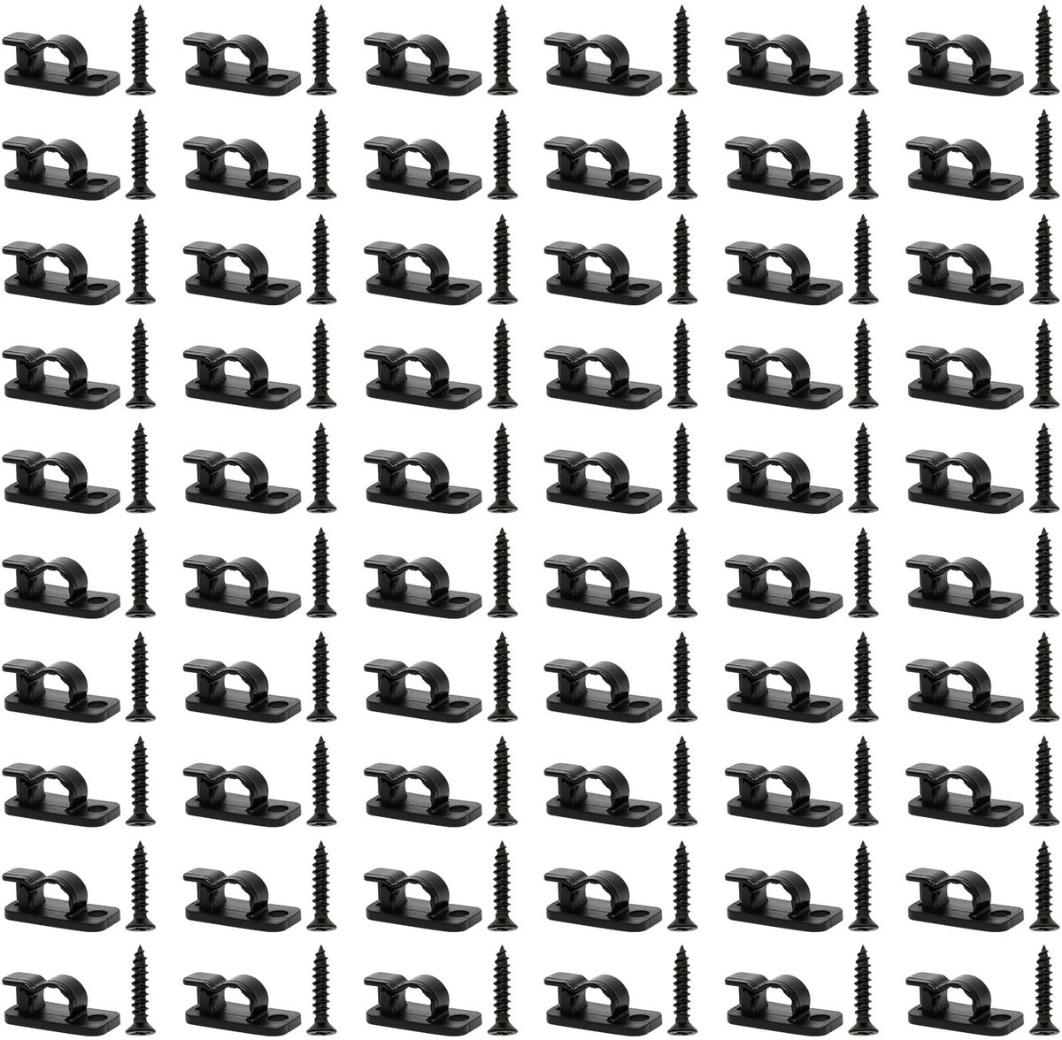Solidchoice - 60 Stuks Buitenverlichting Haakjes met Schroefbevestiging