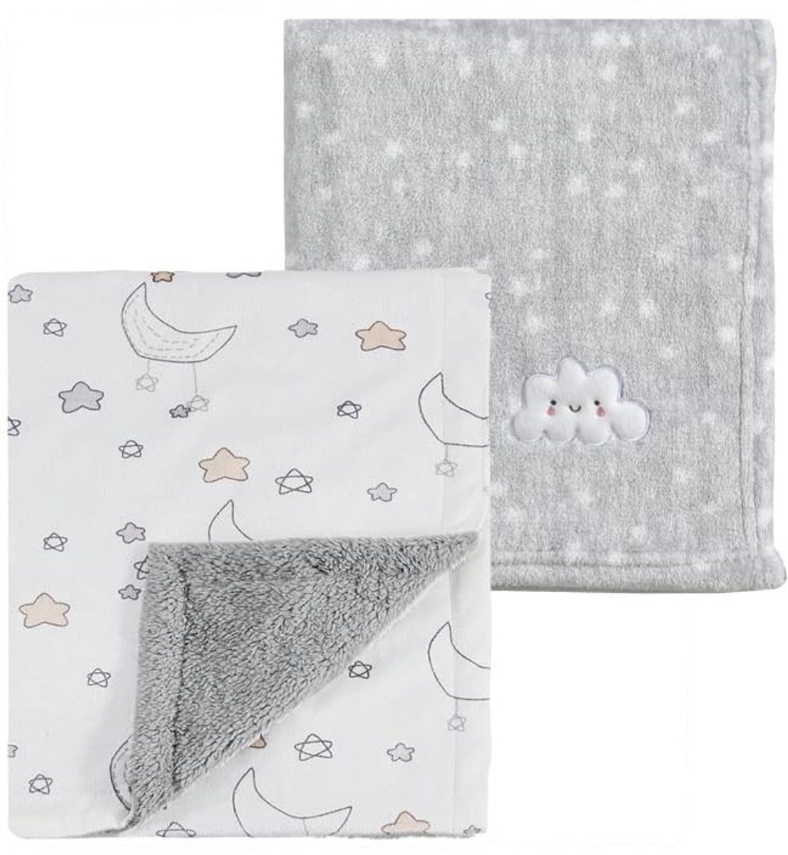 Solidchoice - Set van 2 Cozy Babydekens 75 x 100 cm in Grijs en Minky