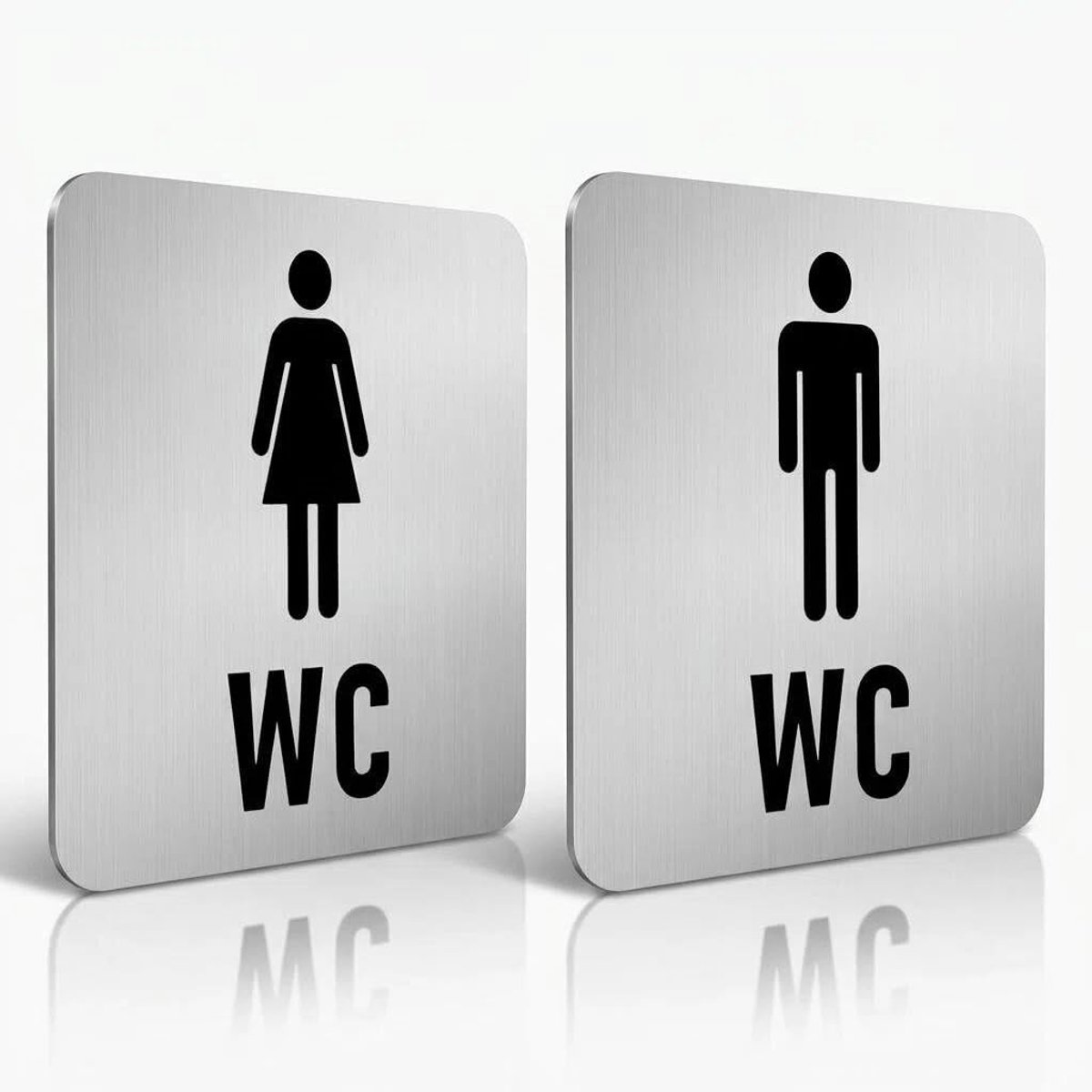 Solidchoice - Set van 2 Roestvrijstalen Toiletborden voor Binnen en Buiten