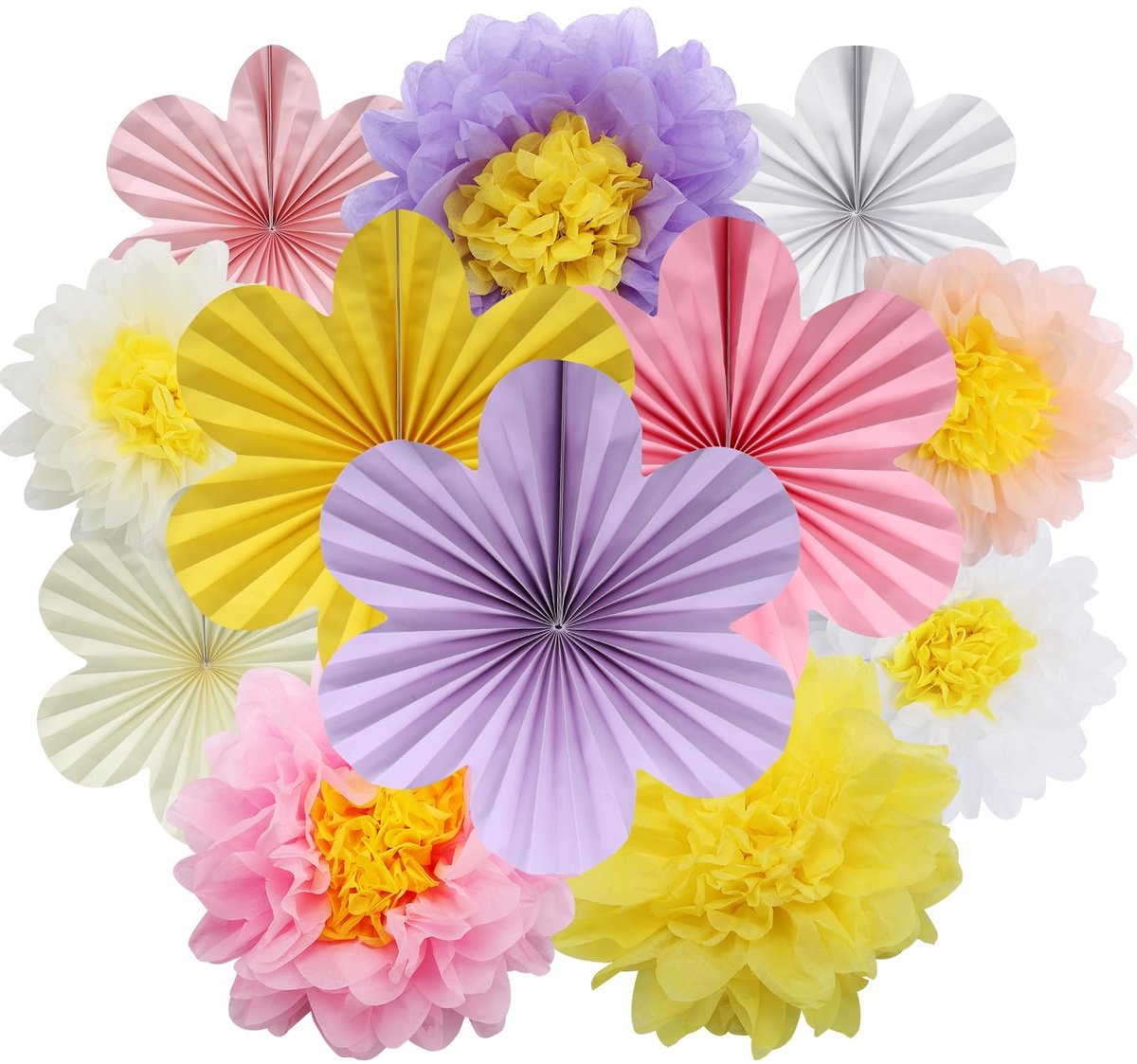 Solidchoice - Set van 2 Kleurrijke Papieren Ventilatoren voor Feestdecoratie