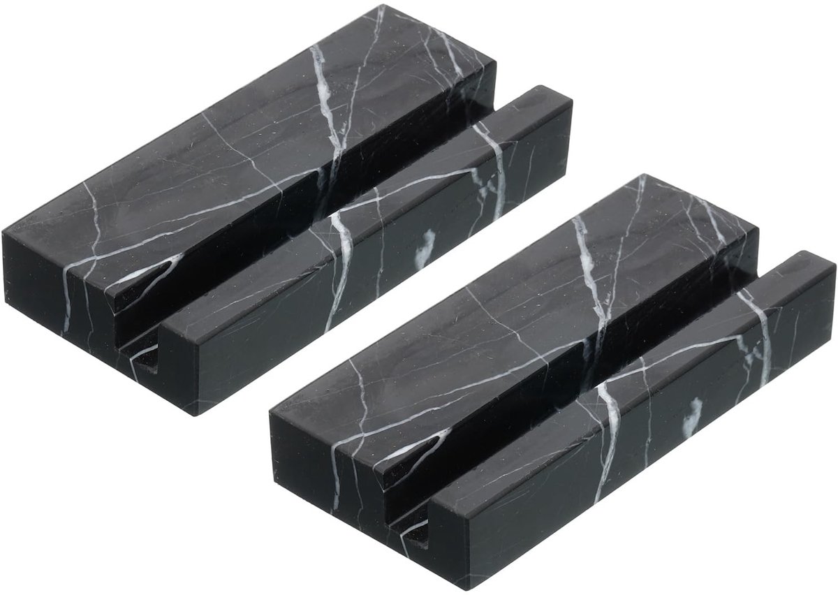 Solidchoice - Marmeren Visitekaart Houder voor Bureau (2 Stuks)