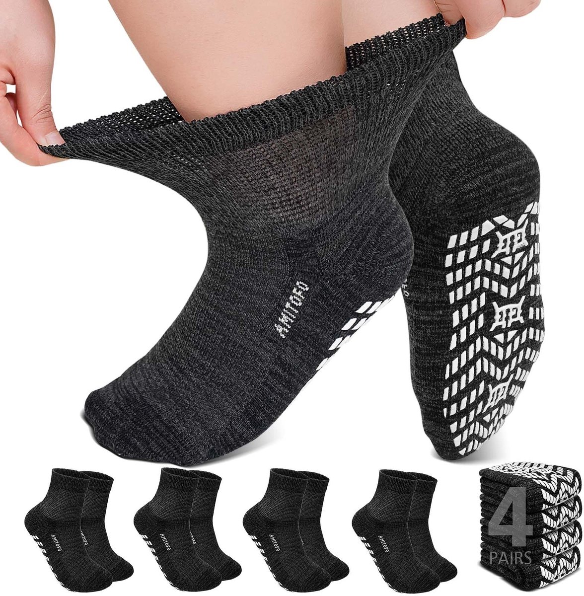 Solidchoice - Bamboe Diabetessokken Met Antislip en Comfortabele Tailleband