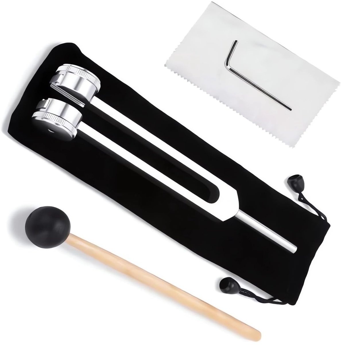 Solidchoice - 128 Hz Aluminium Diapas Reparatieset met Siliconen Hamer en Reinigingsdoek