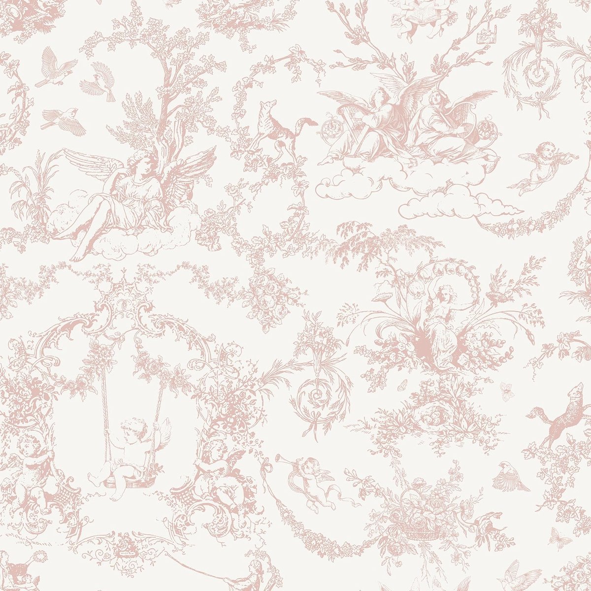 Solidchoice - Roze Zelfklevend Behang met Vogels en Bloemen