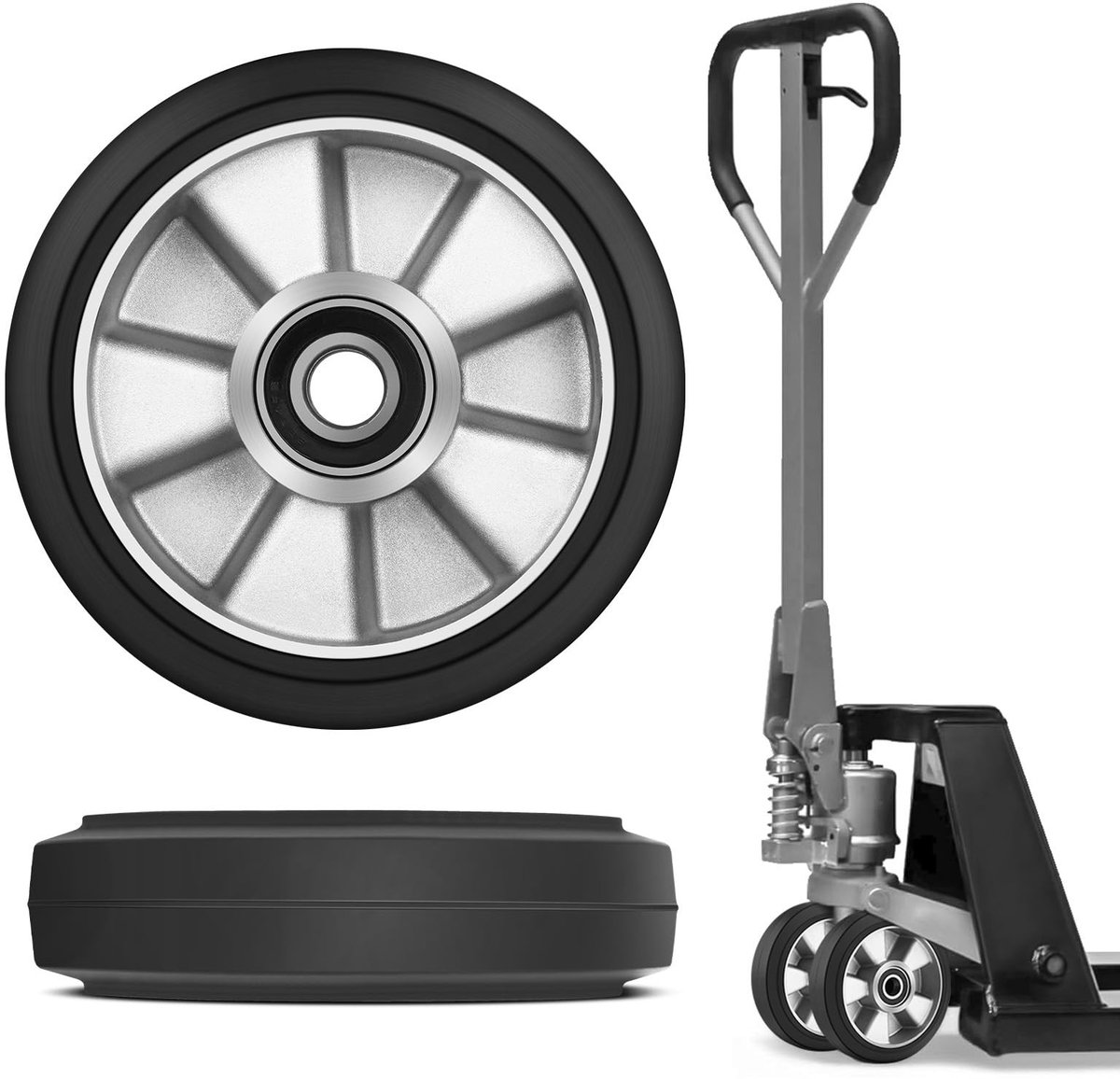 Solidchoice - 2 Stuks Heftruck Wielen Rubber 200x50 mm met Lagers