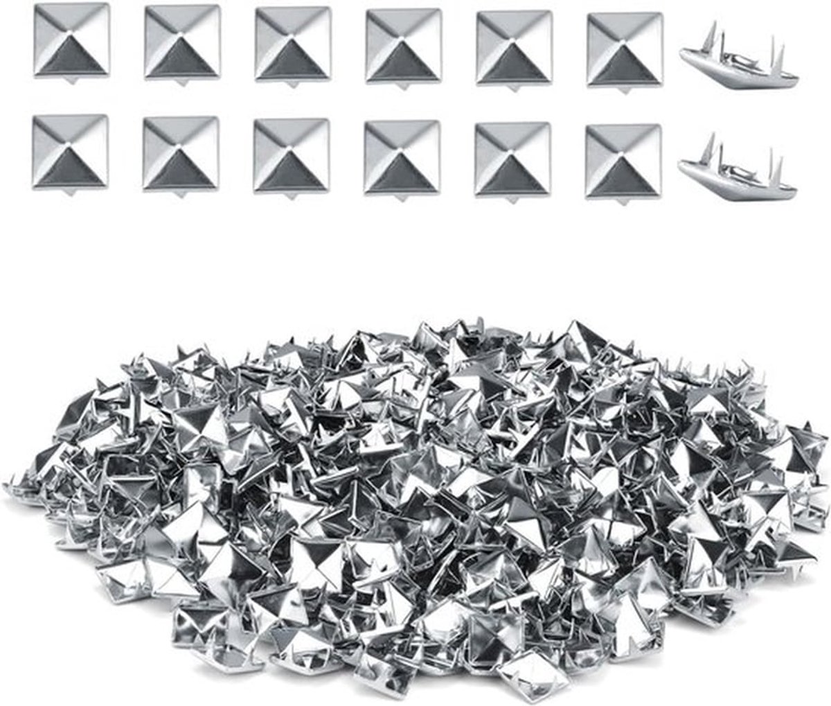 Leer rivetten, 500 stuks, 10 mm, metalen rivetten, vierkante kop met 4 klauwen, hoogwaardig verzinkte decoratieve rivetten, geschikt voor leer, kleding, schoenen en broeken, huisdierhalsbanden