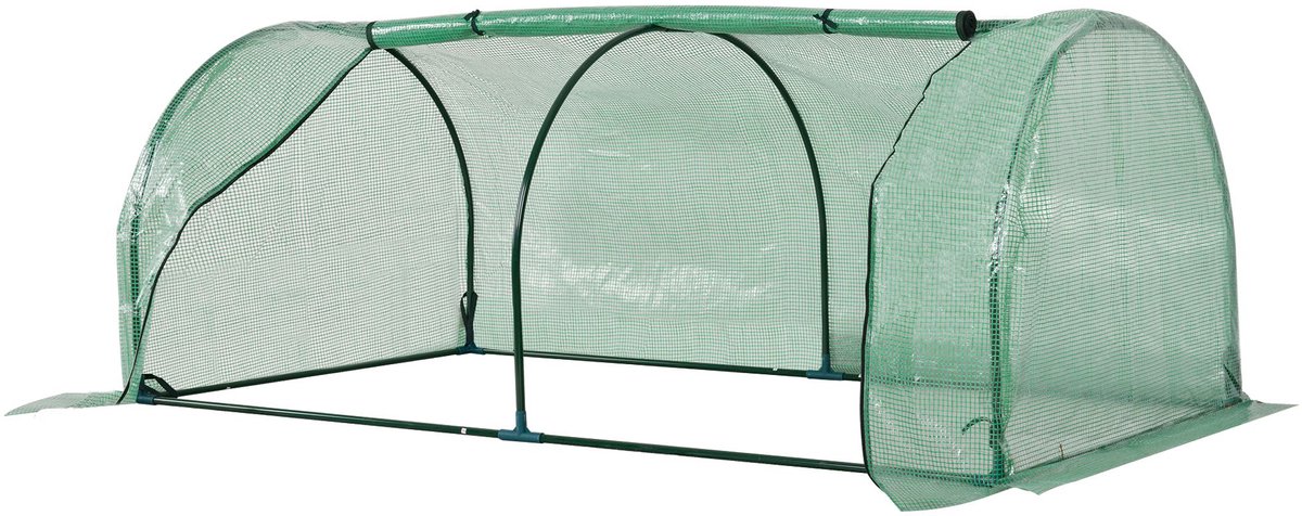Foliekas 200x100x80cm - Mini-Tuinkas - stevig frame - Regenbescherming Tomatenkas met Oprolbare Deur - ,groen