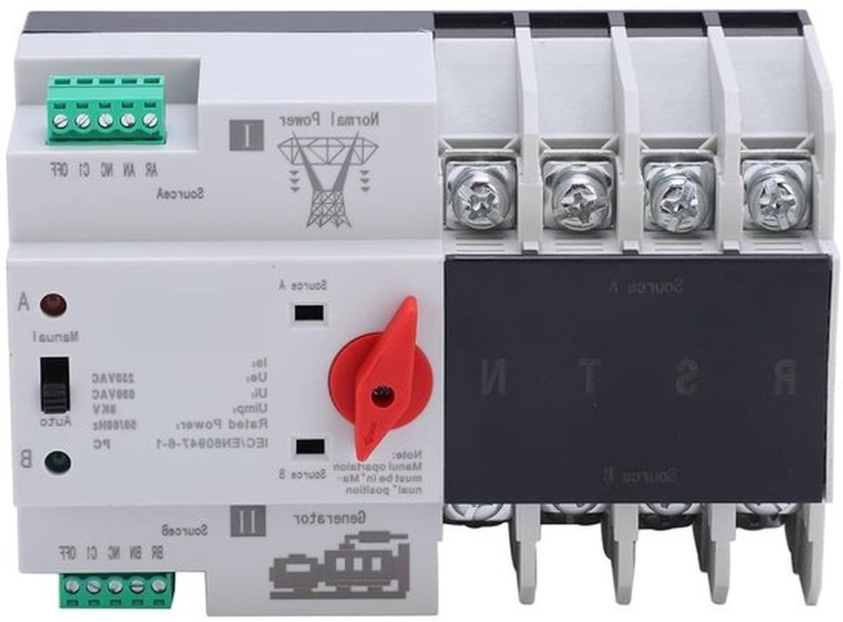 Automatische Overdrachtschakelaar voor Noodstroom, 400V, 4P, 100A, Geschikt voor Zonne-energie en Stadsnetwerken