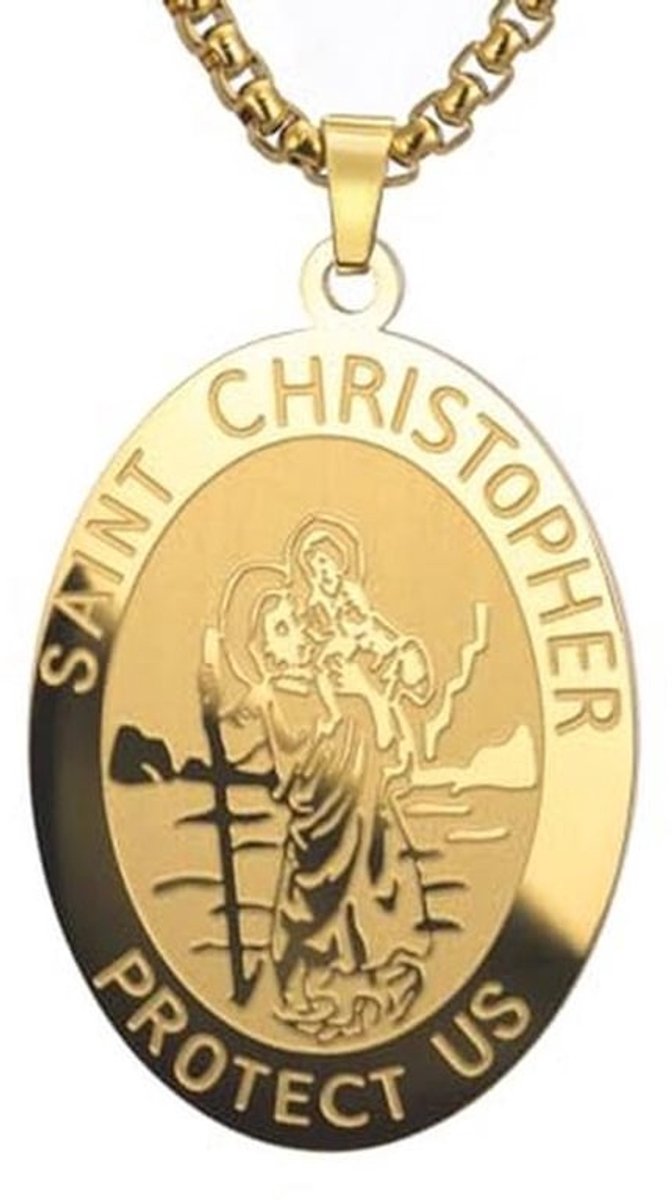 Halsketting met Sint Christopherus Medaille - Religieuze Bescherming Amulet Hanger voor Dames en Heren