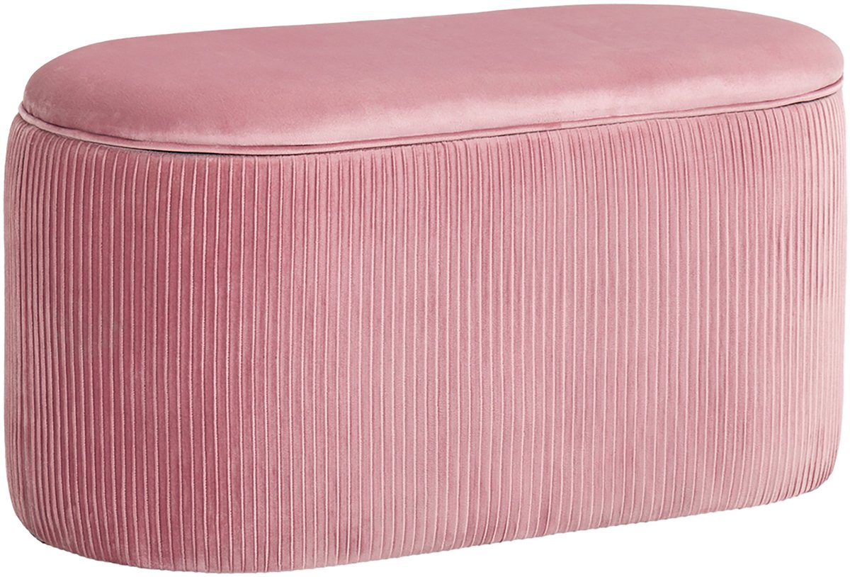 Oudroze Opbergbank 81 x 40 x 41 cm, Zitbank met Zitkussen en Verborgen Opbergruimte, Gestoffeerde Voetenbank, Retro Zithocker en Schoenenbank, Multifunctionele Ottomane voor Woonkamer, Slaapkamer en Hal, Comfortabel en Praktisch
