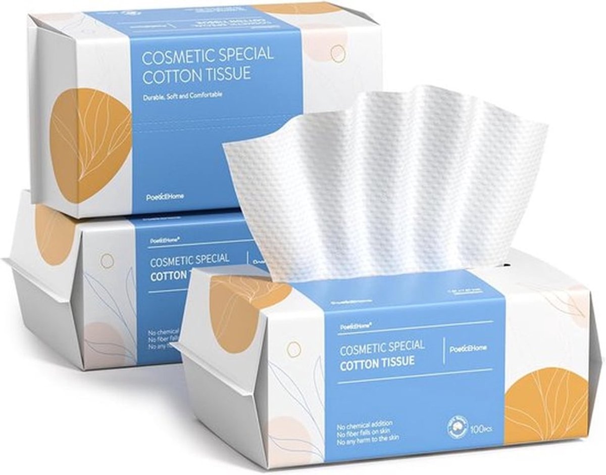 SnelShoppen - PoeticEHome Soft Dry Wipe, 100% Katoenen Wegwerpgezichtsdoek, Lintvrij, Droog en Nat Gebruik voor Gevoelige Huid, Gezichtsreiniging, Mak