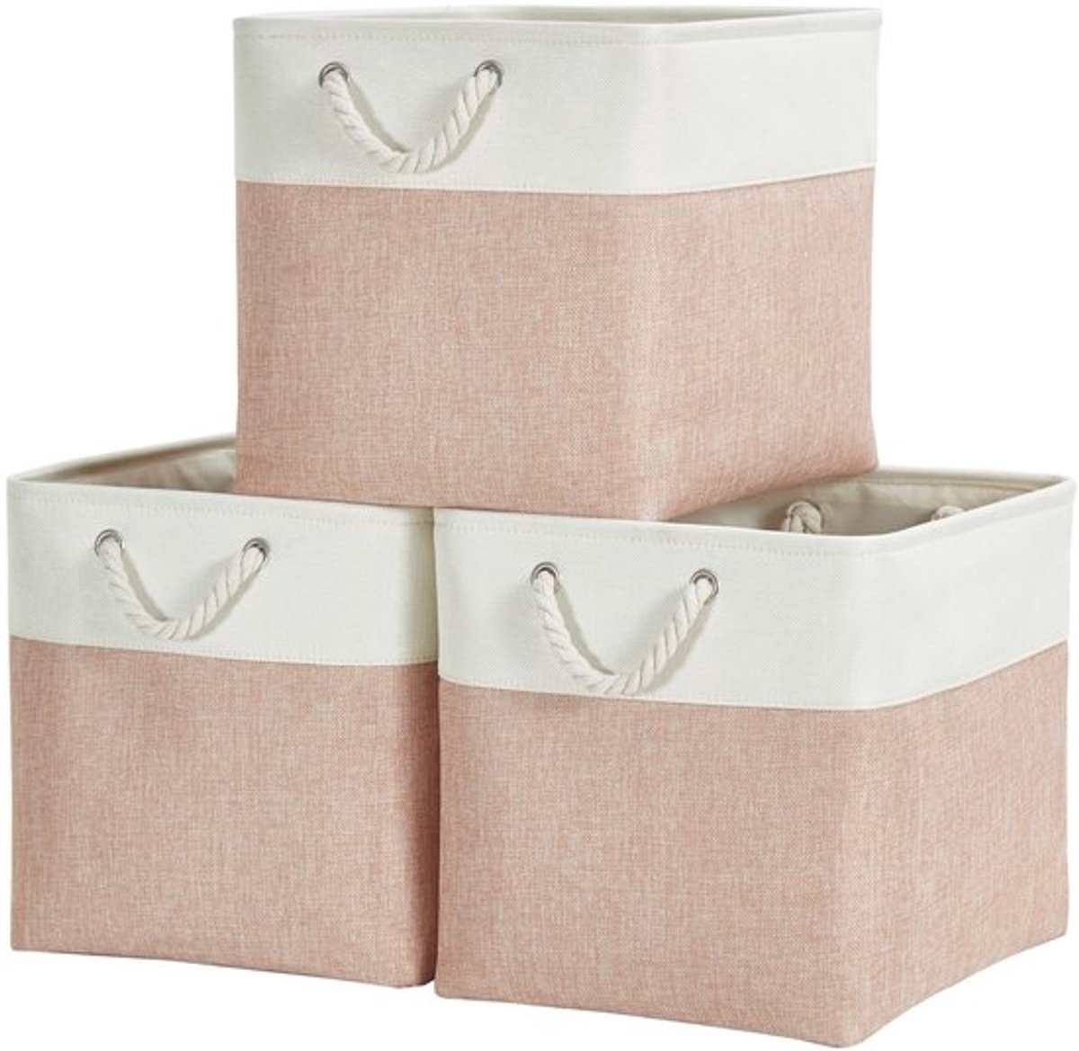 Opbergdoos 30 x 30 x 30 cm - Stof - Metalen frame - Katoenen touwgrepen - Multifunctioneel - Eenvoudig te reinigen - Opbergmand