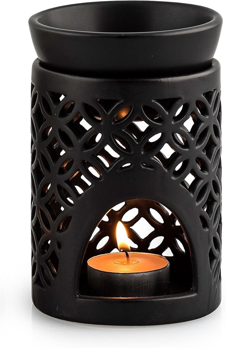 Geurlamp, zwart, keramiek
