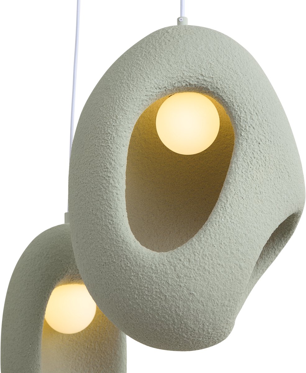 Qazqa japandi hanglamp - Moonstone - wit, rond, 3-lichts, 54.2cm, ideaal als woonkamer lamp