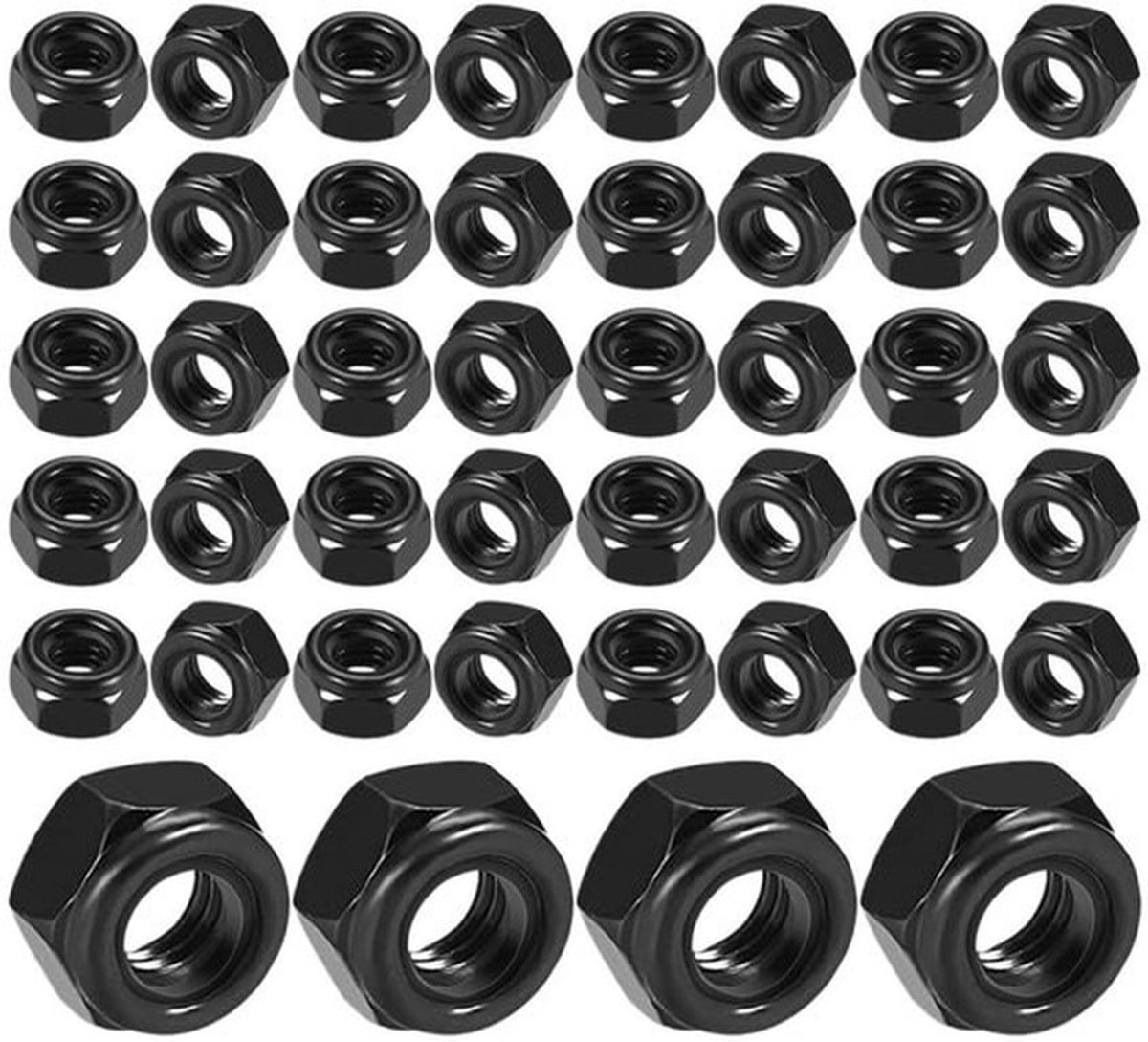 Zeskantige Zelfborgende Moeren - Beveiligingsmoeren - Tegenmoeren - M6 - Zwart - Stopmoeren - Schroefmutter - Geschikt voor Merk 50 stuks - Optimaliseer voor SEO.
