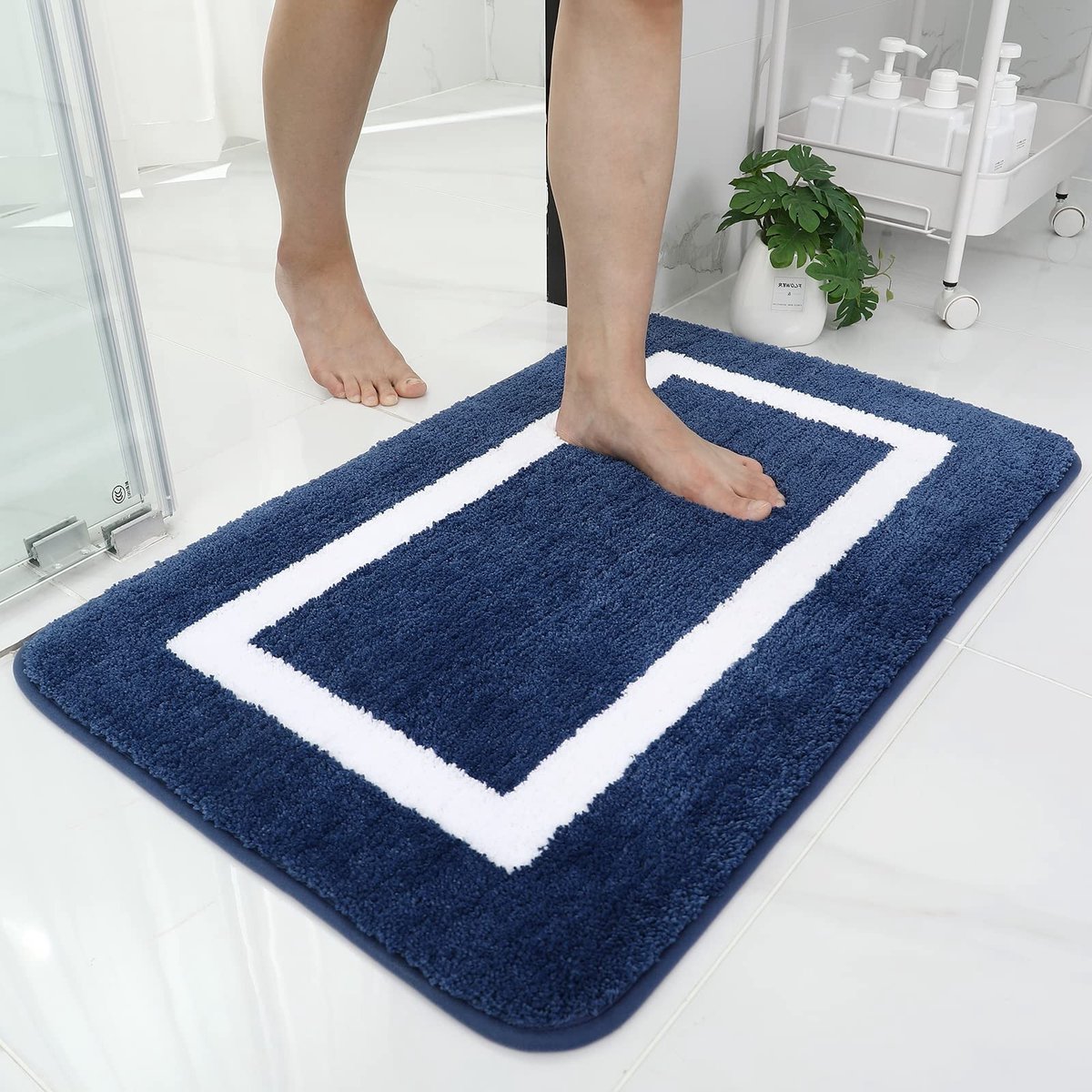 Solidchoice - Washable Microfiber Badmat, 50 x 76 cm, Marineblauw